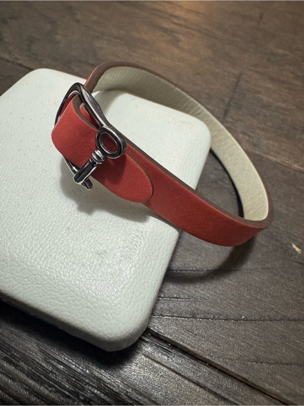KEEP Collective Coral White Reversible Leather Key Bracelet